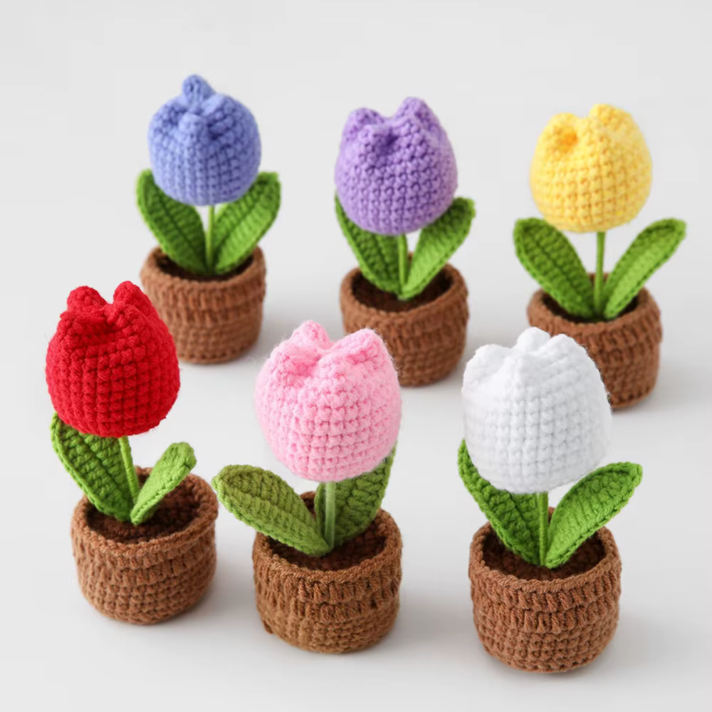 Mini tulipes Crochet fleurs en pot mignon tricot