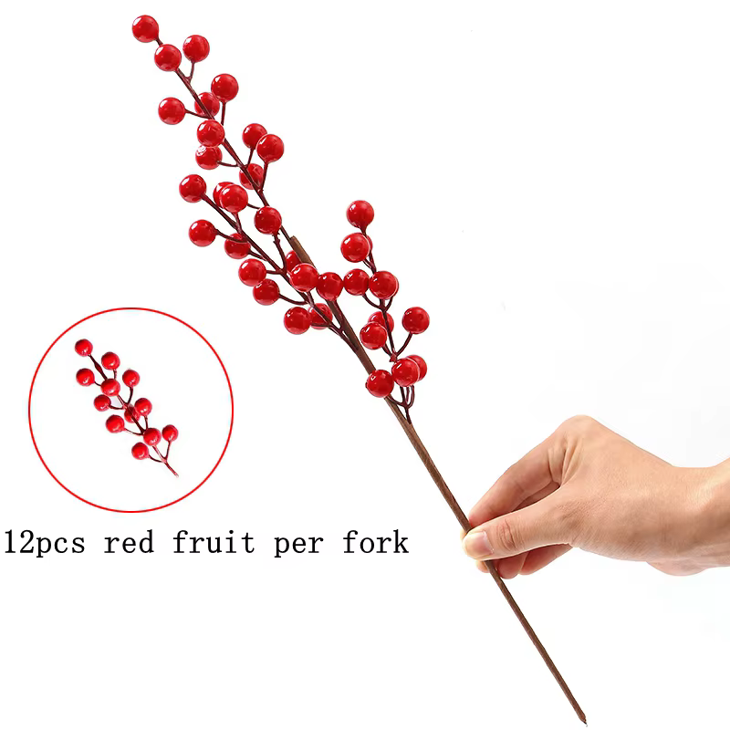 Bouquet de fleurs de baies rouges artificielles branche d'étamine fausse plante pour décor de chambre à la maison