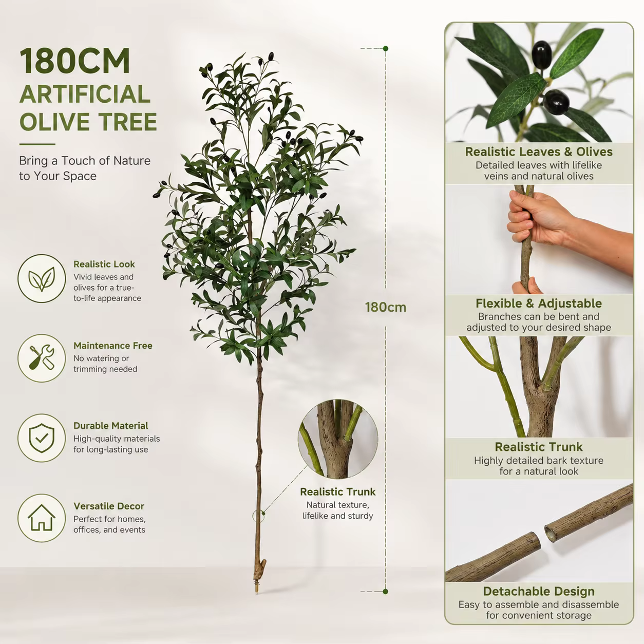 Arbre d'olivier artificiel de 120-180 cm/5