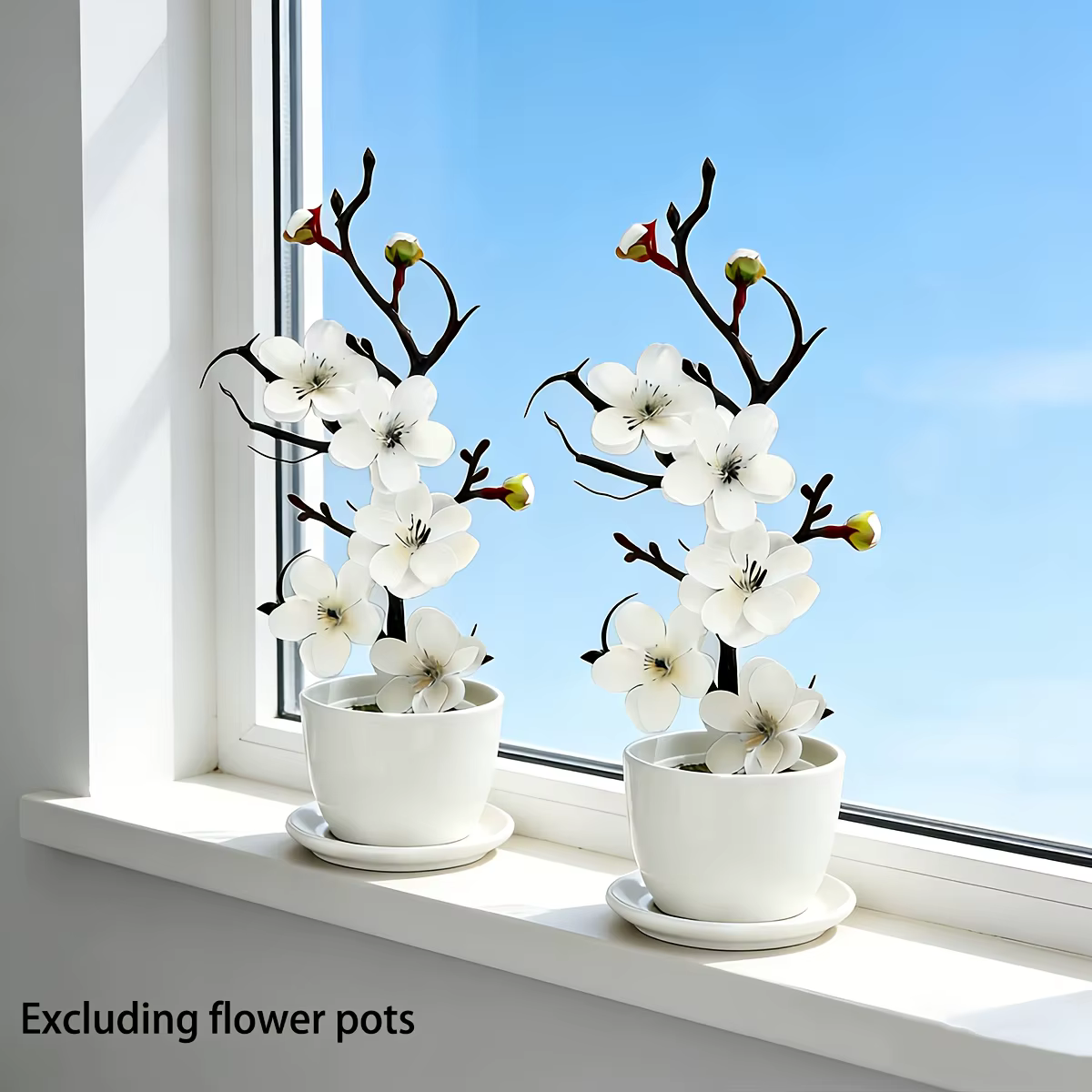 2 fleurs artificielles réalistes en crème blanche