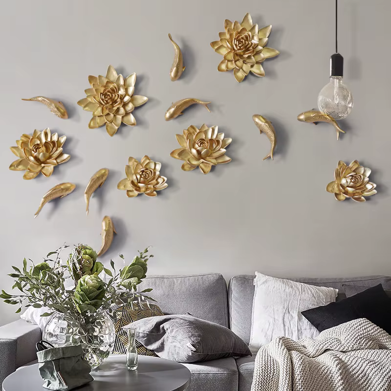 Décoration murale de fleurs en résine 3D