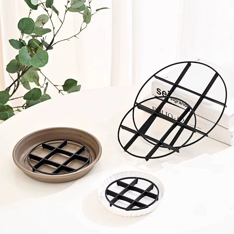 10 plateaux pour pots de fleurs à motif quadrillé de 12 cm/20 cm