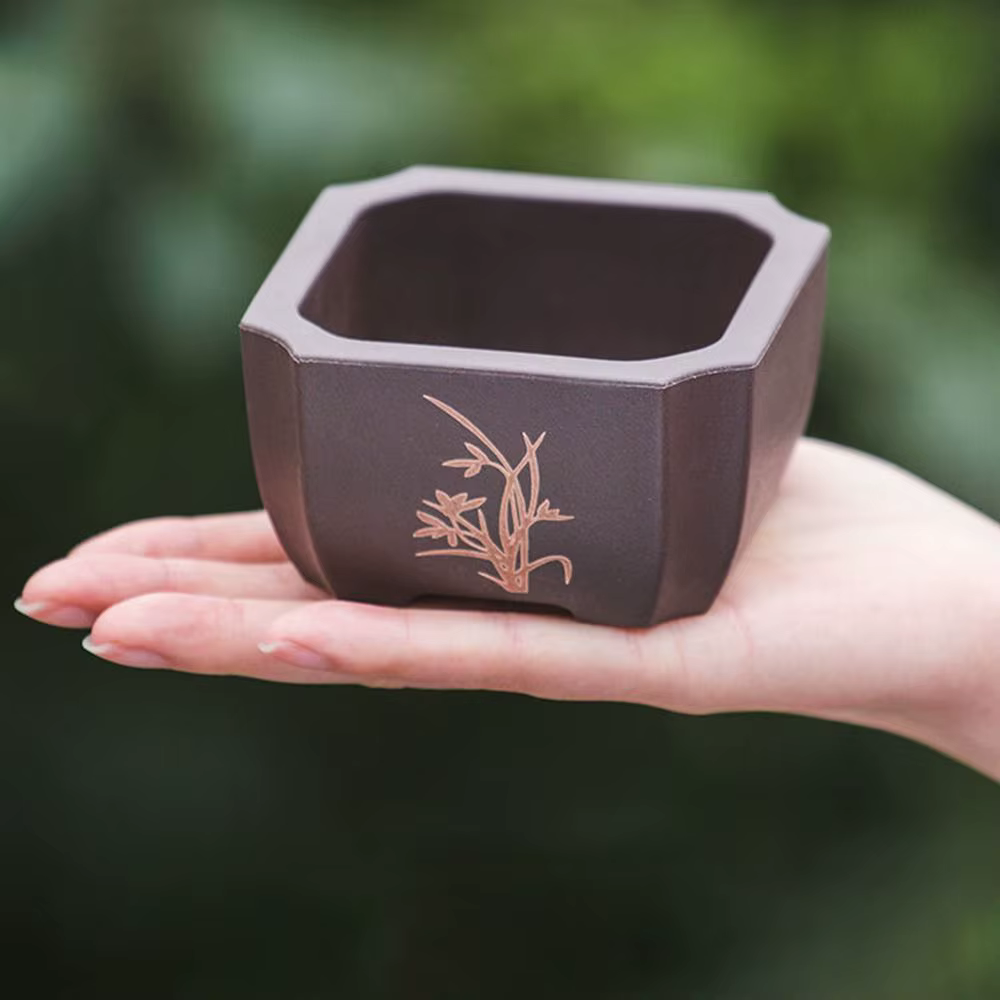 Pot de fleurs créatif en plastique imitation argile violette