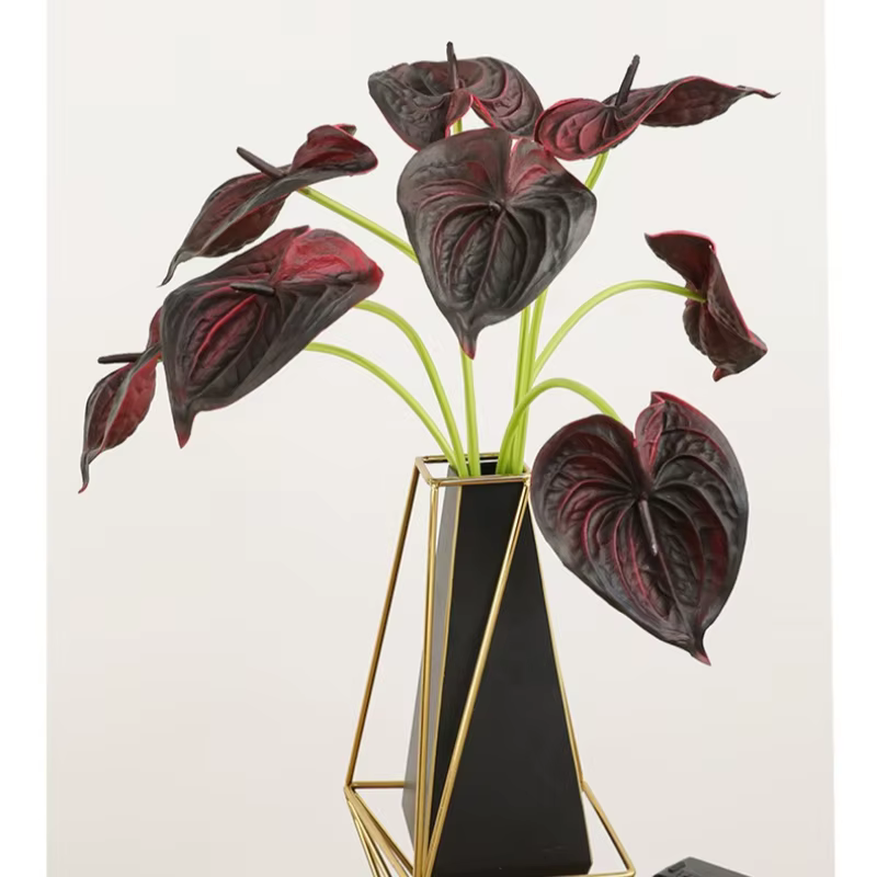 Lot de 10 fleurs artificielles en PU Anthurium