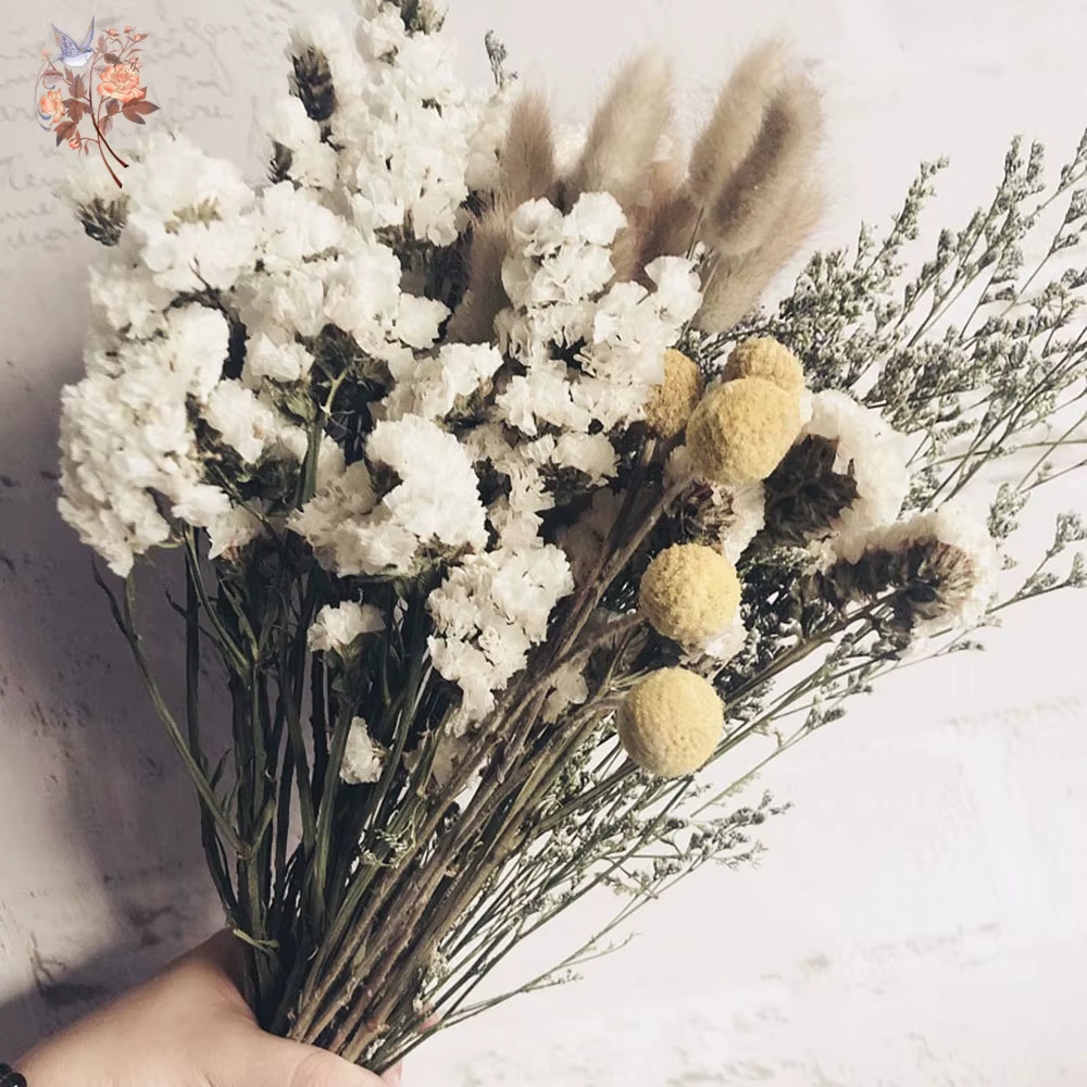 Rustique romantique oubliez-moi pas fleur queue de lapin herbe boule dorée fleurs séchées Arrangement décor à la maison Bouquets de mariage de mariée