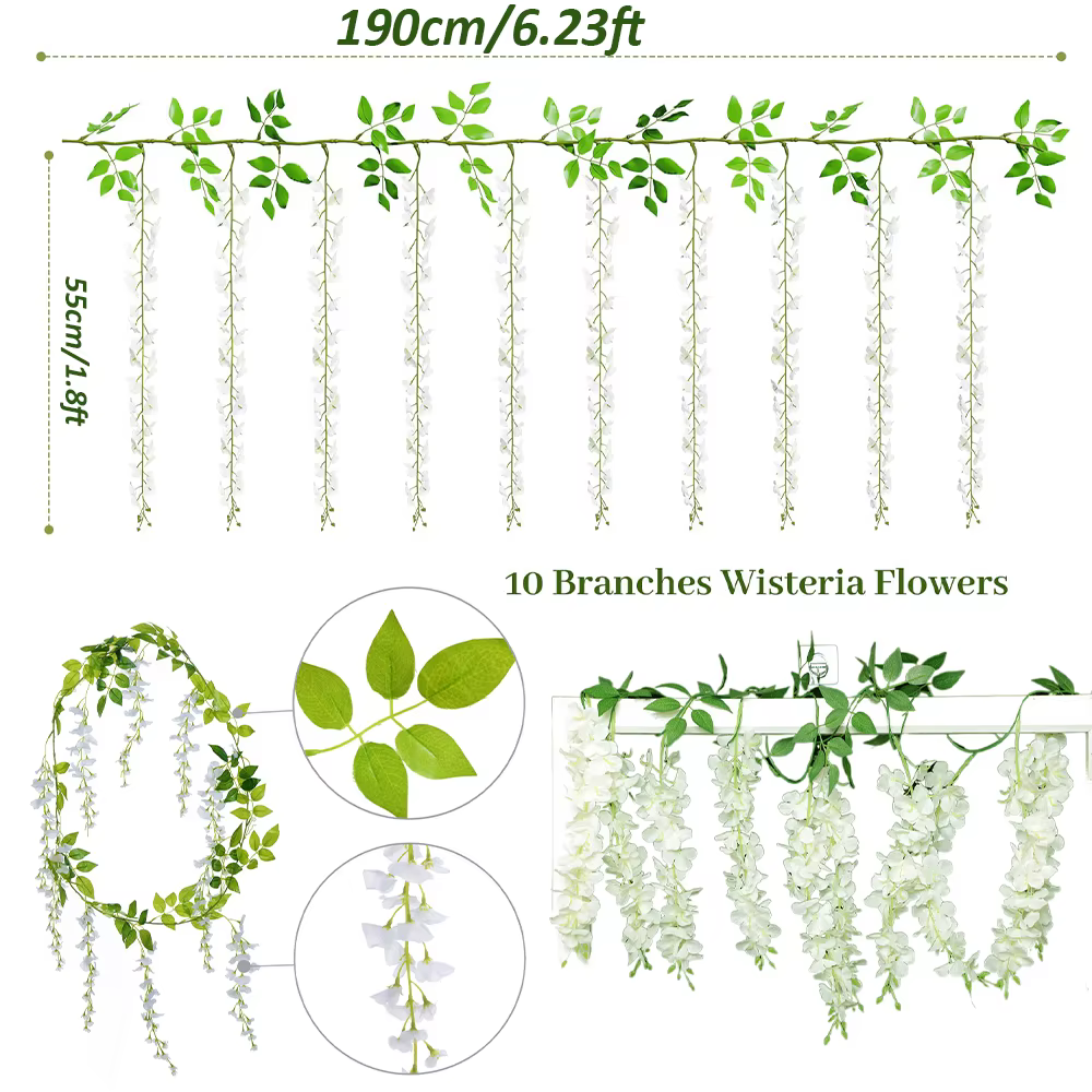 Guirlande de vigne de glycine artificielle suspendue de 6 pieds
