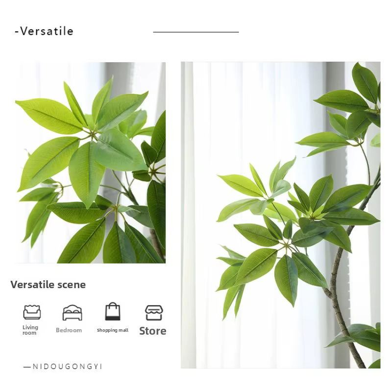 Simulation de plantes vertes en forme de grande feuille