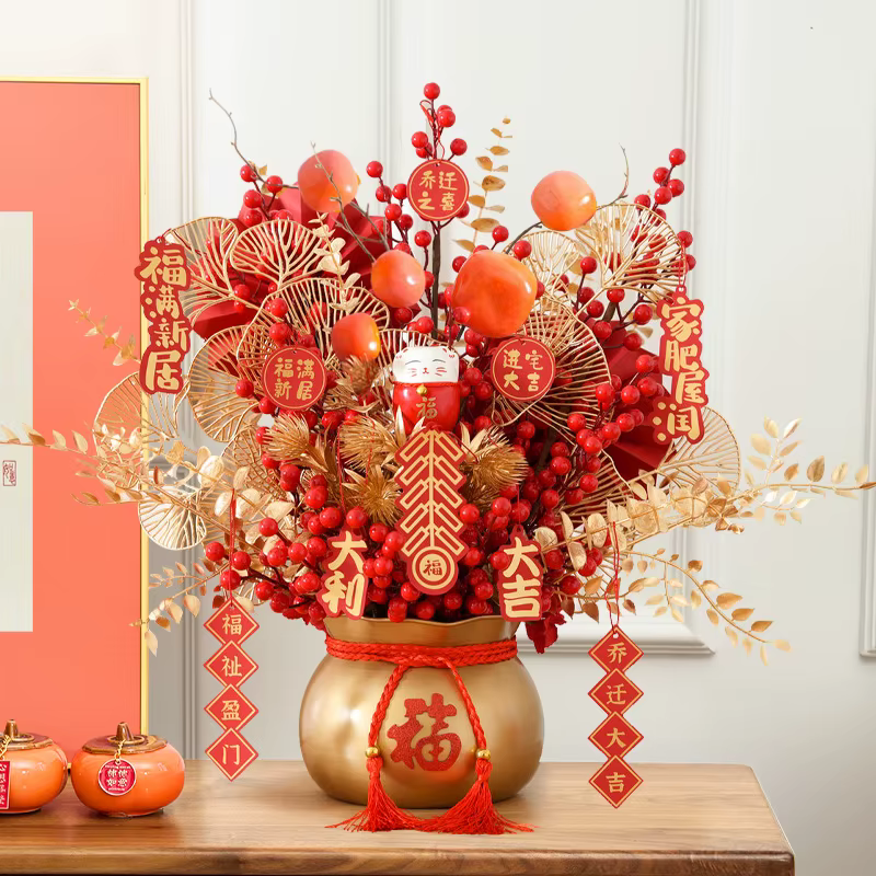 Décoration de fête de vacances chinoise fleurs artificielles décor de bureau de maison de noël