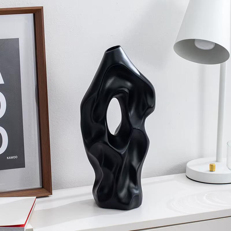 CAPIRON 37 cm Vase en céramique nordique abstrait Pampas herbe fleurs séchées salon salle à manger armoire bureau décoration cadeau
