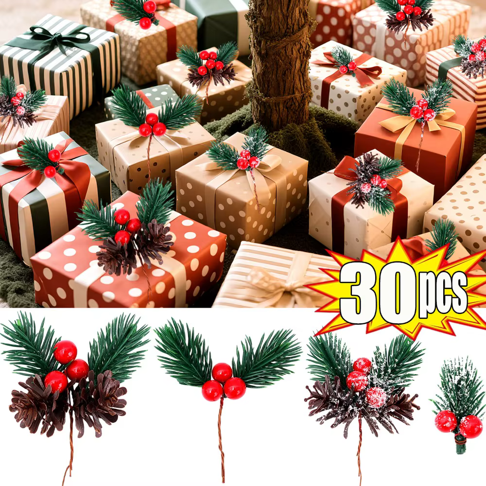 Branche artificielle de sapin avec baies et aiguilles