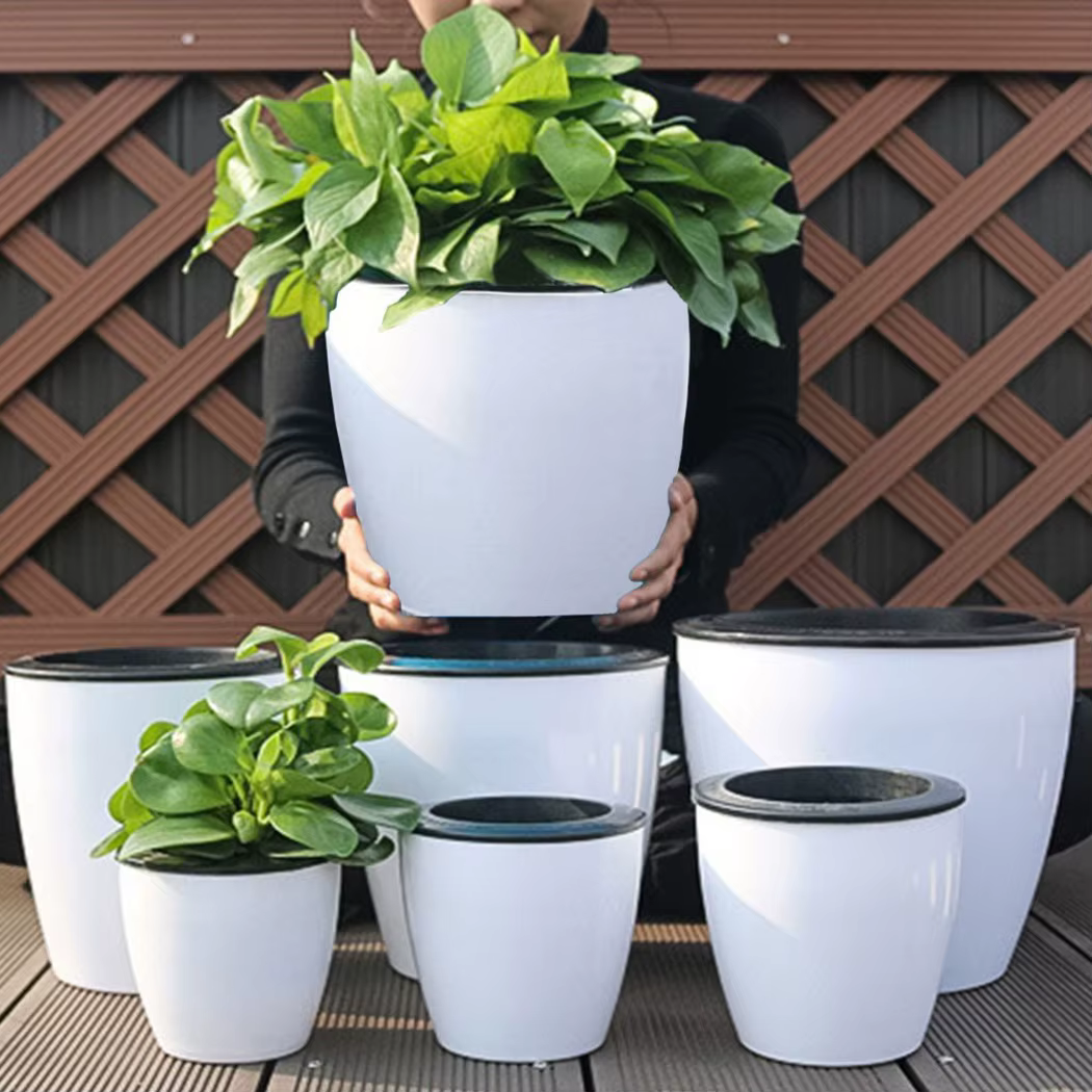 Pot de fleur paresseux en plastique à absorption d'eau automatique