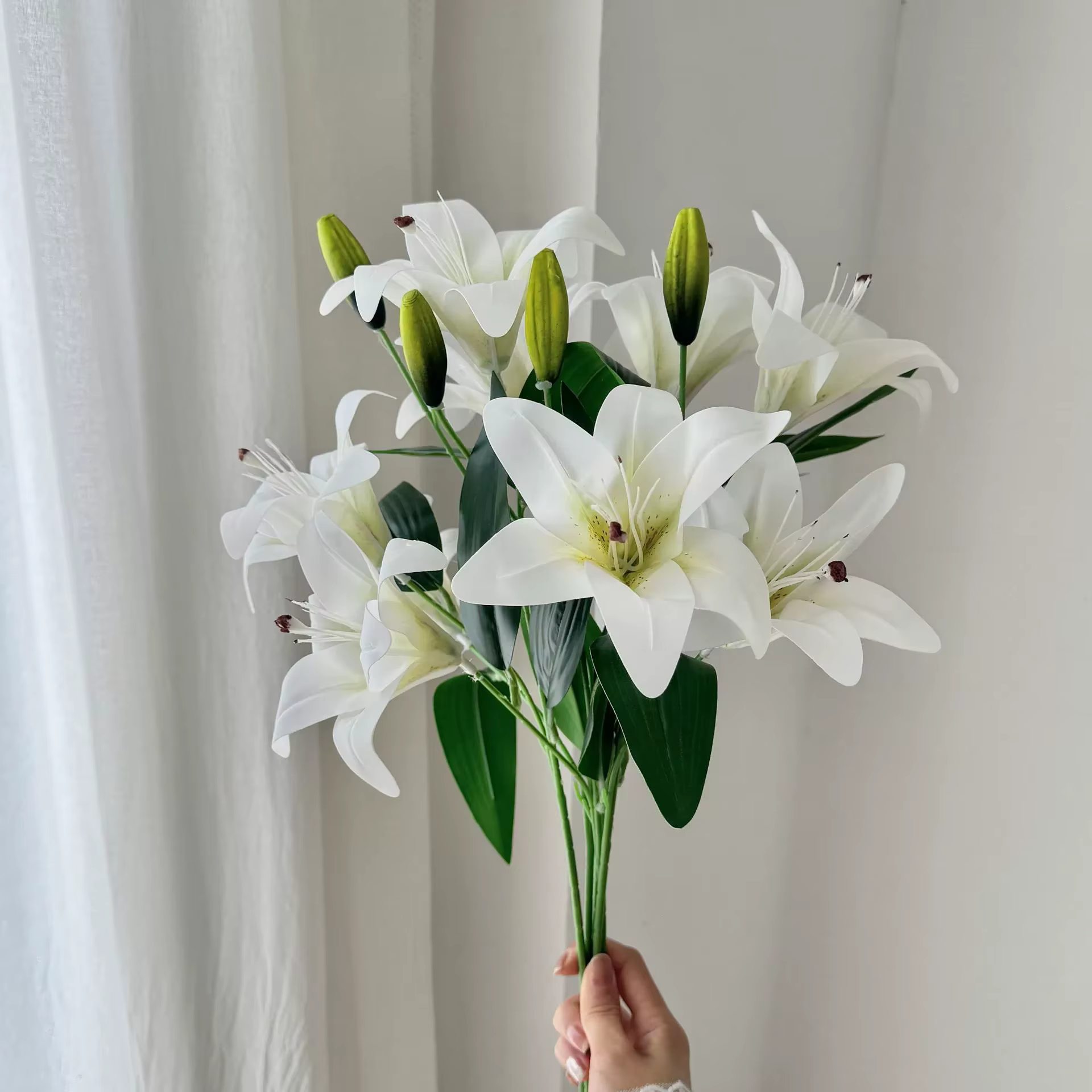 Fleur artificielle de lys blanc à 2 têtes