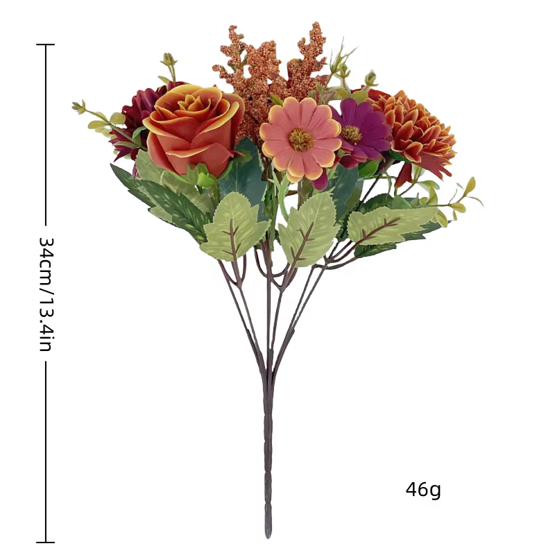 Bouquet de chrysanthème de roses artificielles de couleur d'automne