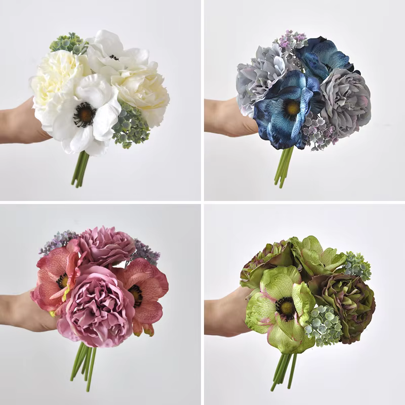 Bouquet d'anémone artificiel en soie