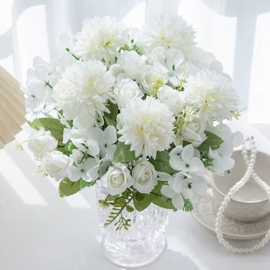Fleur artificielle soie Rose maison Vase Table Bonsaï Festival de poche Floweer jardin mariage mariée Bouquet bricolage cadeau boîte Decorati