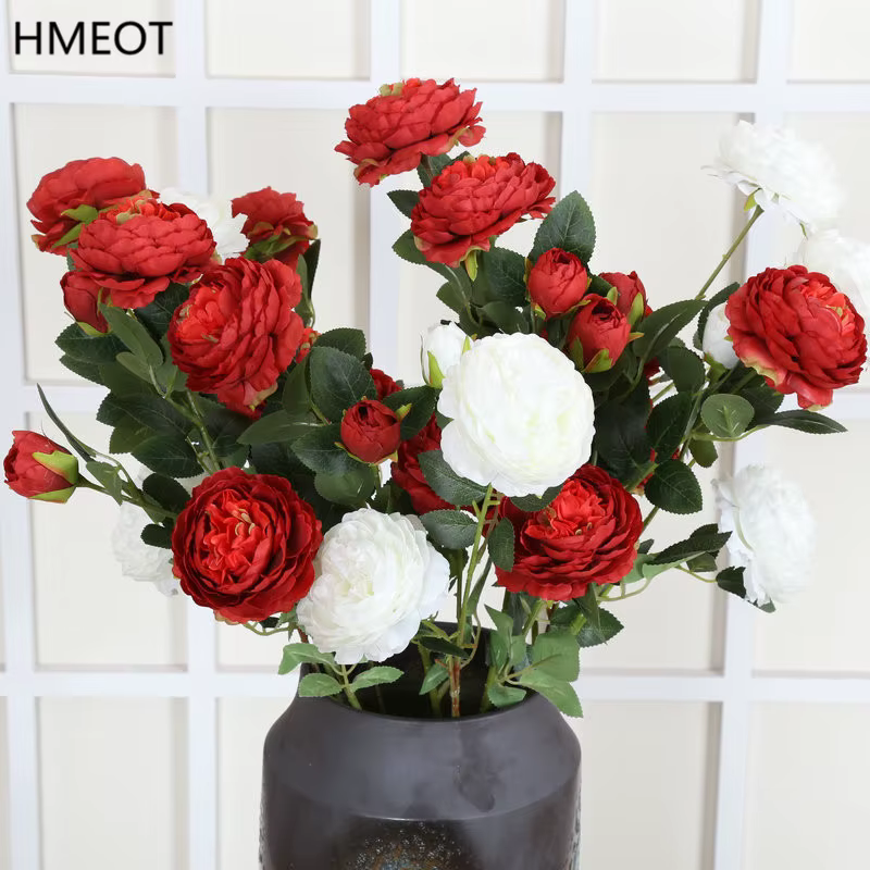 Branche de fleurs artificielles de pivoine