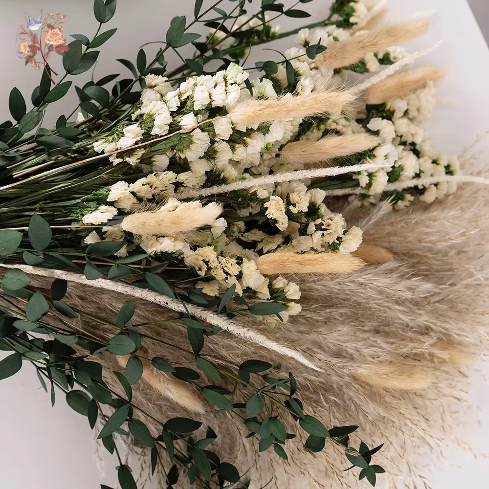 Ensemble de bouquets de fleurs d'eucalyptus Pampas séchées naturelles