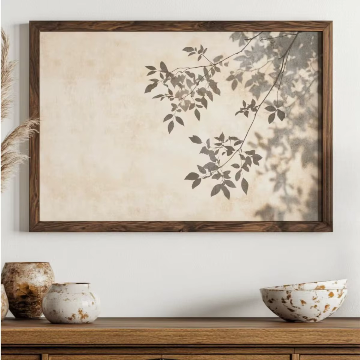Affiches sur toile avec motif d'arbre de bouleau aux tons terreux