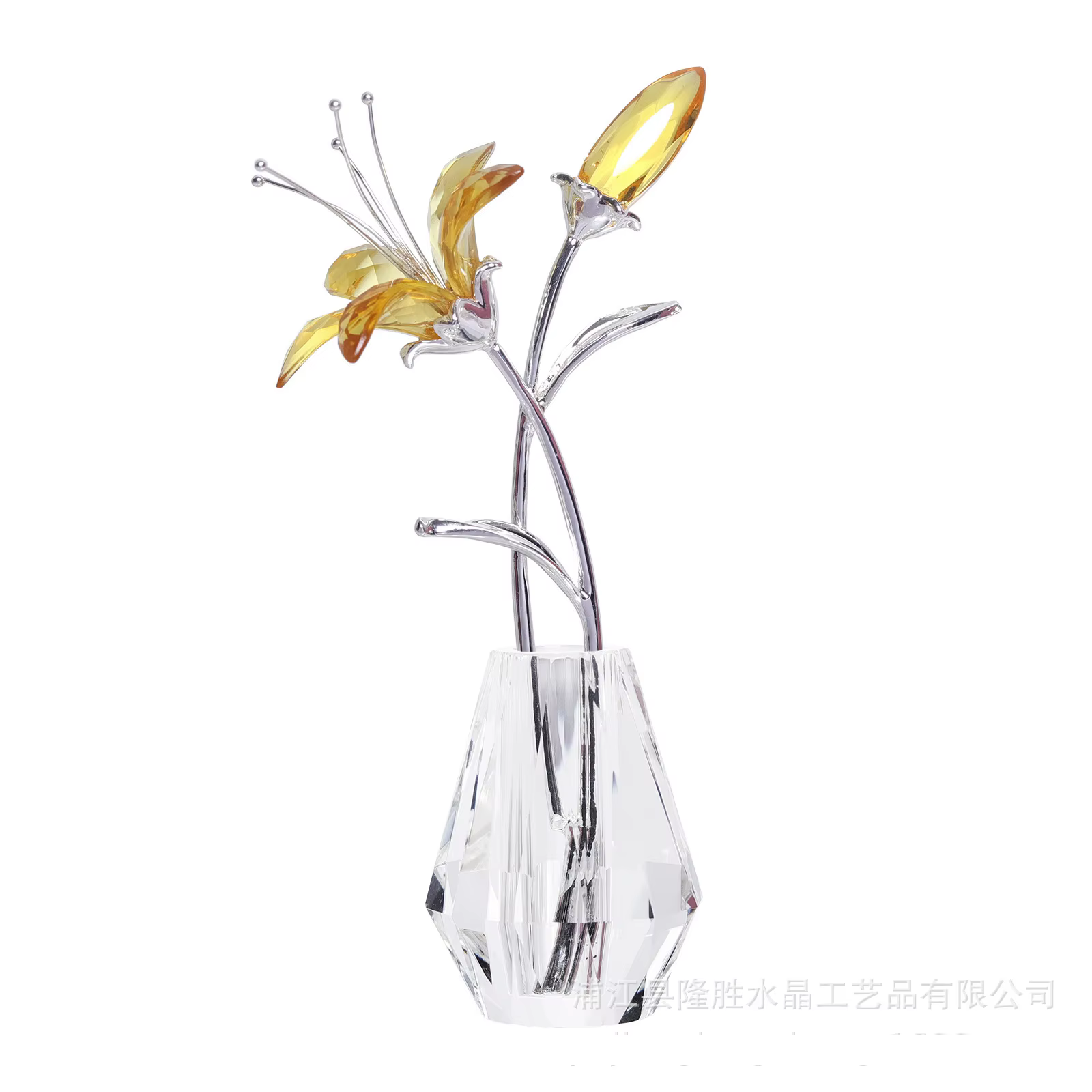 Fleurs de lys en cristal avec vase en cristal