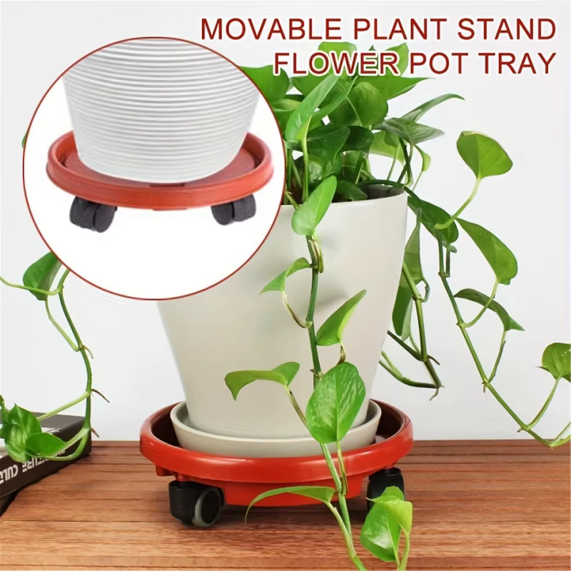 Plateau pour pot de fleurs avec roulettes universelles mobiles