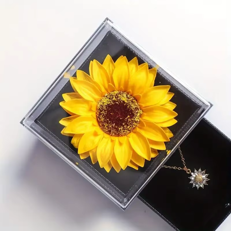 Collier tournesol avec coffret cadeau pour petite amie femme je t'aime parfait pour la fête des mères