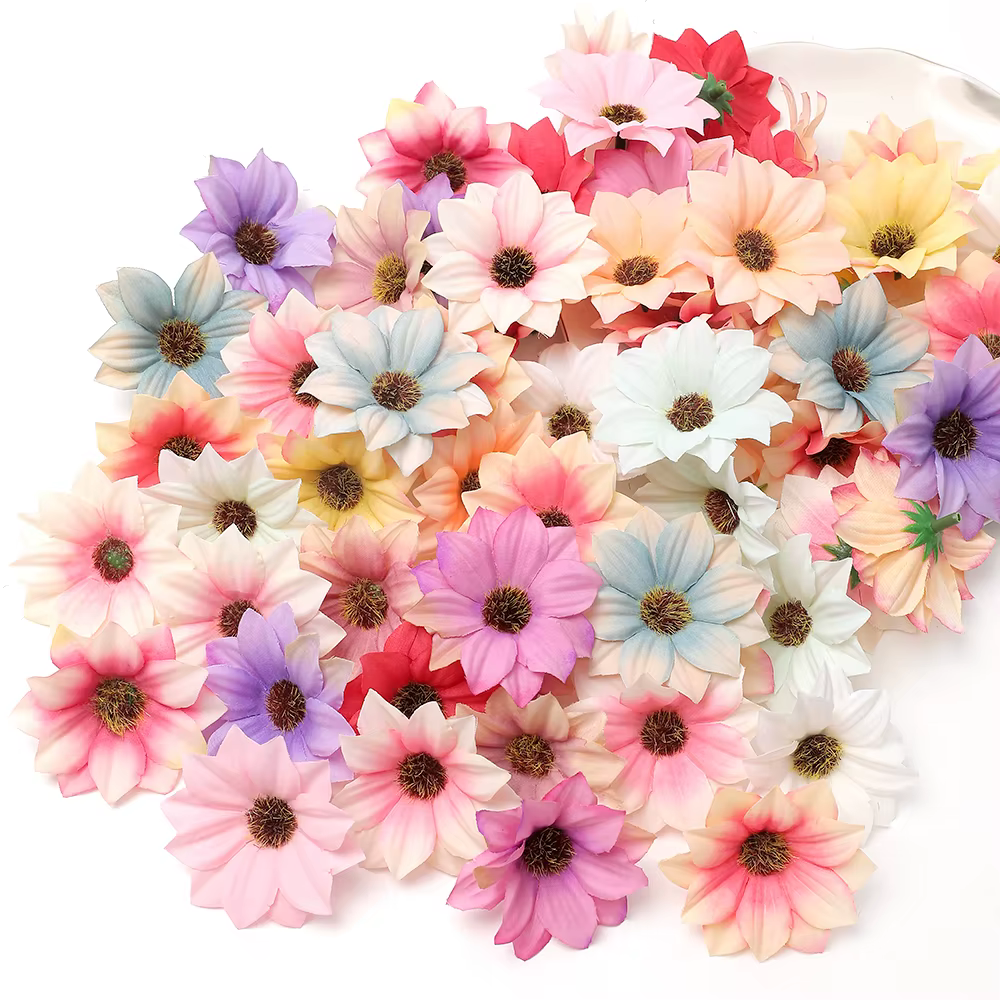 Pas cher 30 pièces Gerbera fleur artificielle décor de fête à la maison accessoires de décoration de mariage couronne bricolage artisanat de noël fausses fleurs