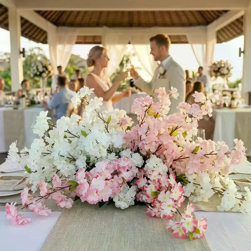 Fleur artificielle de cerisier rose et blanc