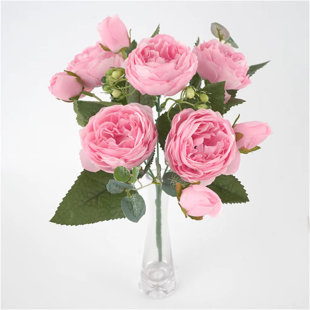 1 bouquet de fleurs pivoines en soie