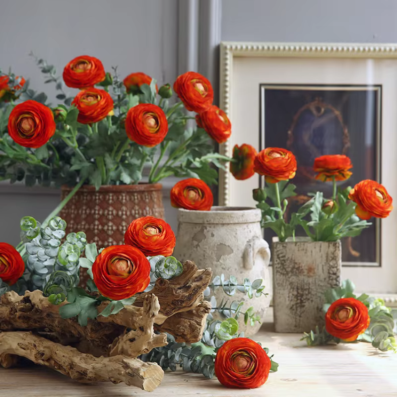 2 Têtes de Fleurs Artificielles Annie Rosée