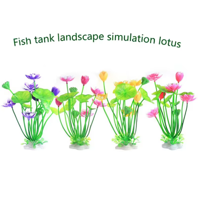 Décoration d'aquarium plantes artificielles Lotus Aquarium aménagement paysager eau herbe ornements aquatique simulé fleur plante fournitures