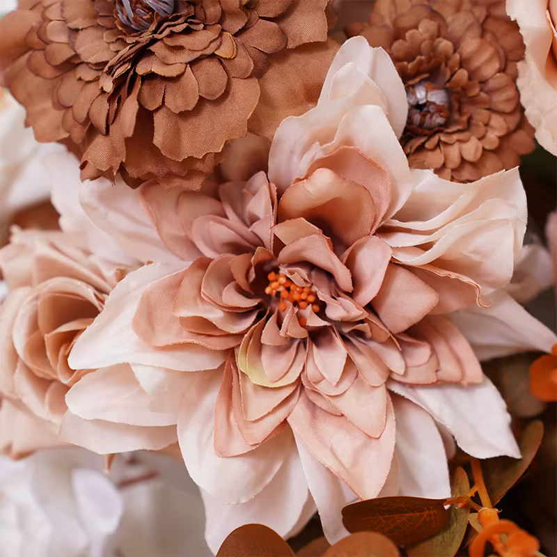 Série café blanc Rose Dahlia fleur rangée décor mariage toile de fond cadre événement scène Arrangement Floral accessoires de réception H866419