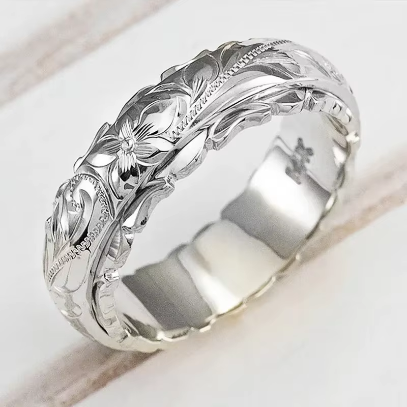 Bague suspendue en or 14 carats avec fleur de Rose sculptée pour femmes et hommes, bijoux pour femmes et hommes, anniversaire de mariage, 2021