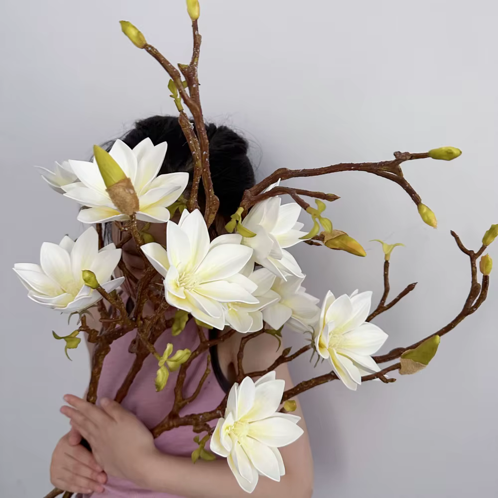 Magnolia blanc 70cm fleur artificielle Faux dégradé