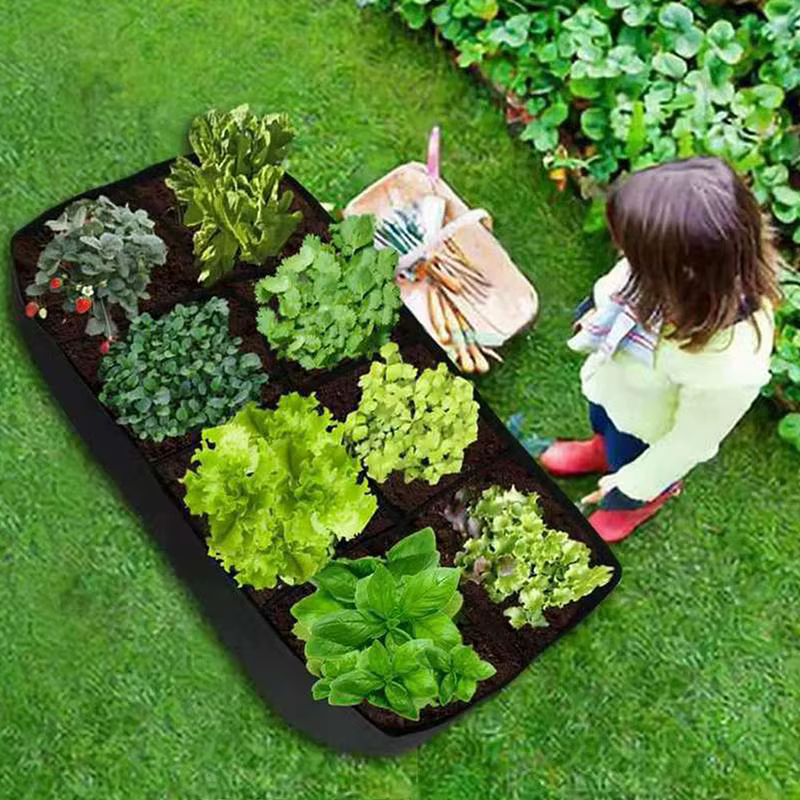 Sac de culture en tissu noir avec 1 à 8 trous, pot de pépinière rectangulaire surélevé réutilisable pour plantes, fleurs et légumes d'extérieur
