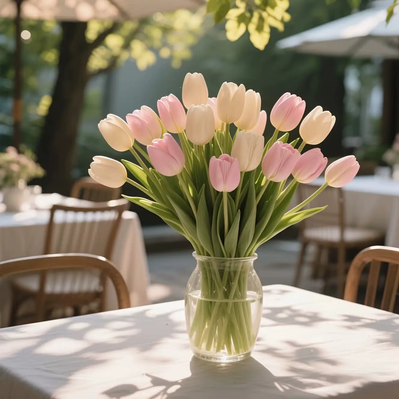 8 tulipes artificielles - 4 blancs + 4 roses