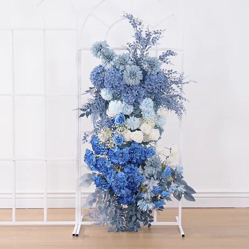 Haze bleu hortensia Dahlia accrocher fleur rangée décor mariage réception toile de fond Arrangement Floral Banquet accessoire fenêtre affichage H8901