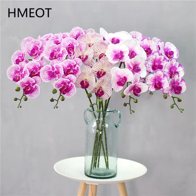 9 têtes d'orchidées Phalaenopsis artificielles en latex PU à toucher réel