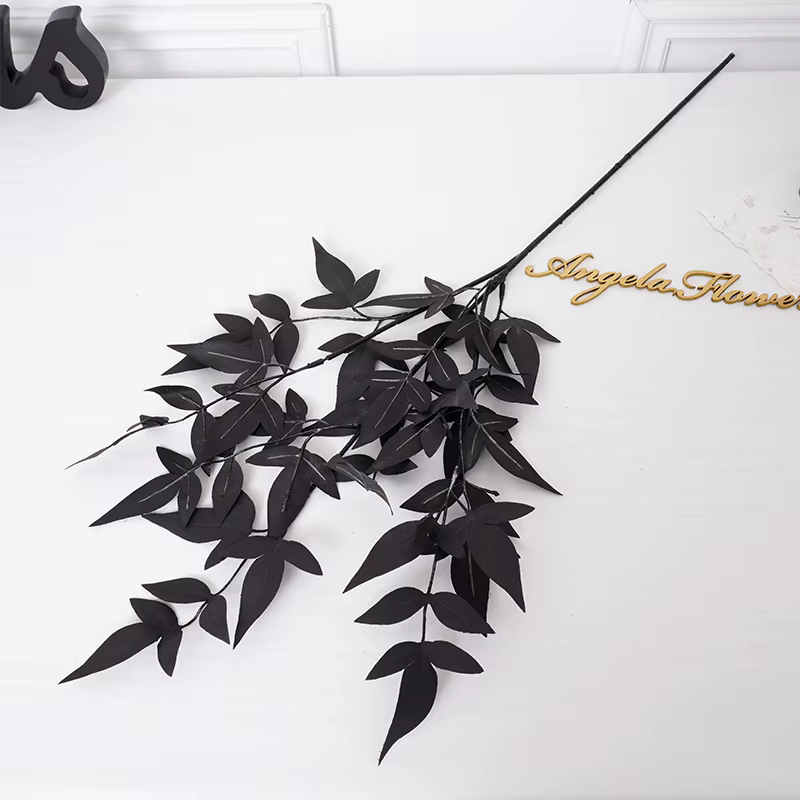 Feuilles de plantes artificielles noires en soie