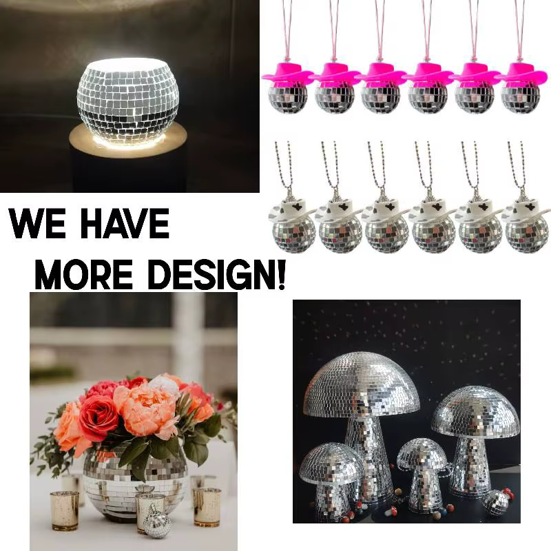 Vase boule Disco, Bouquet de fleurs colorées