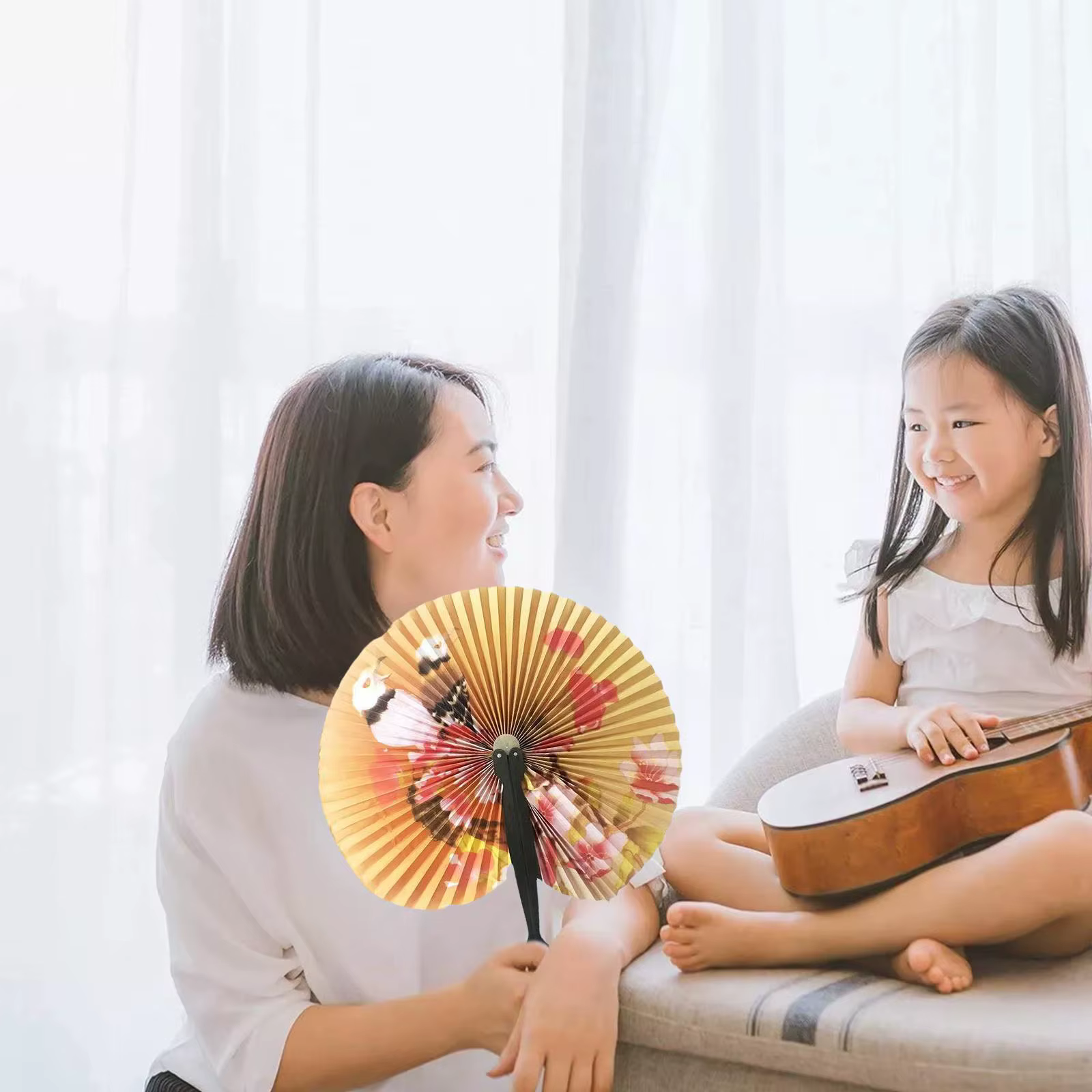 Éventail à main Origami chinois imprimé floral