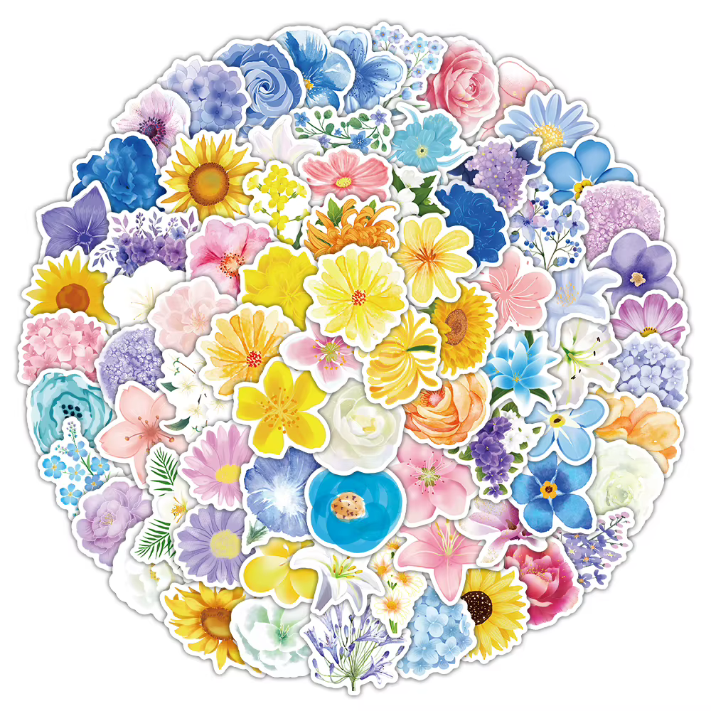 100 autocollants floraux et de fleurs de haute qualité