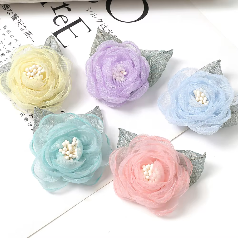 Fleur artificielle en tissu mousseline de soie