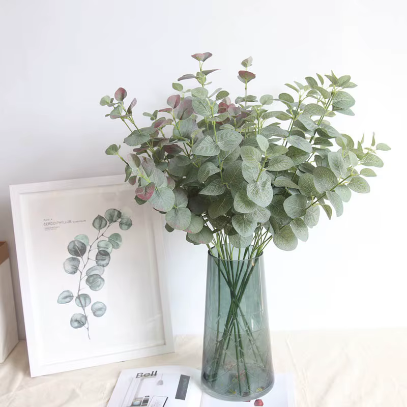 Plantes artificielles longues feuilles d'eucalyptus vertes