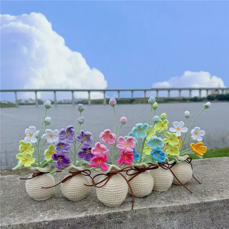 Pot de fleurs au crochet mignon