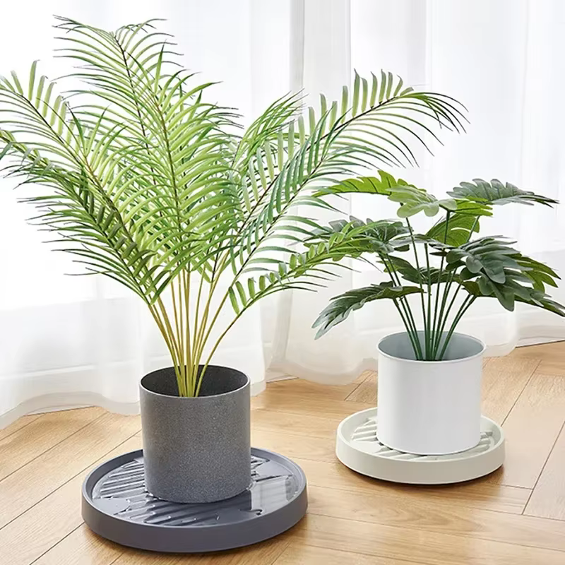 Support de jardinière rond mobile avec roues