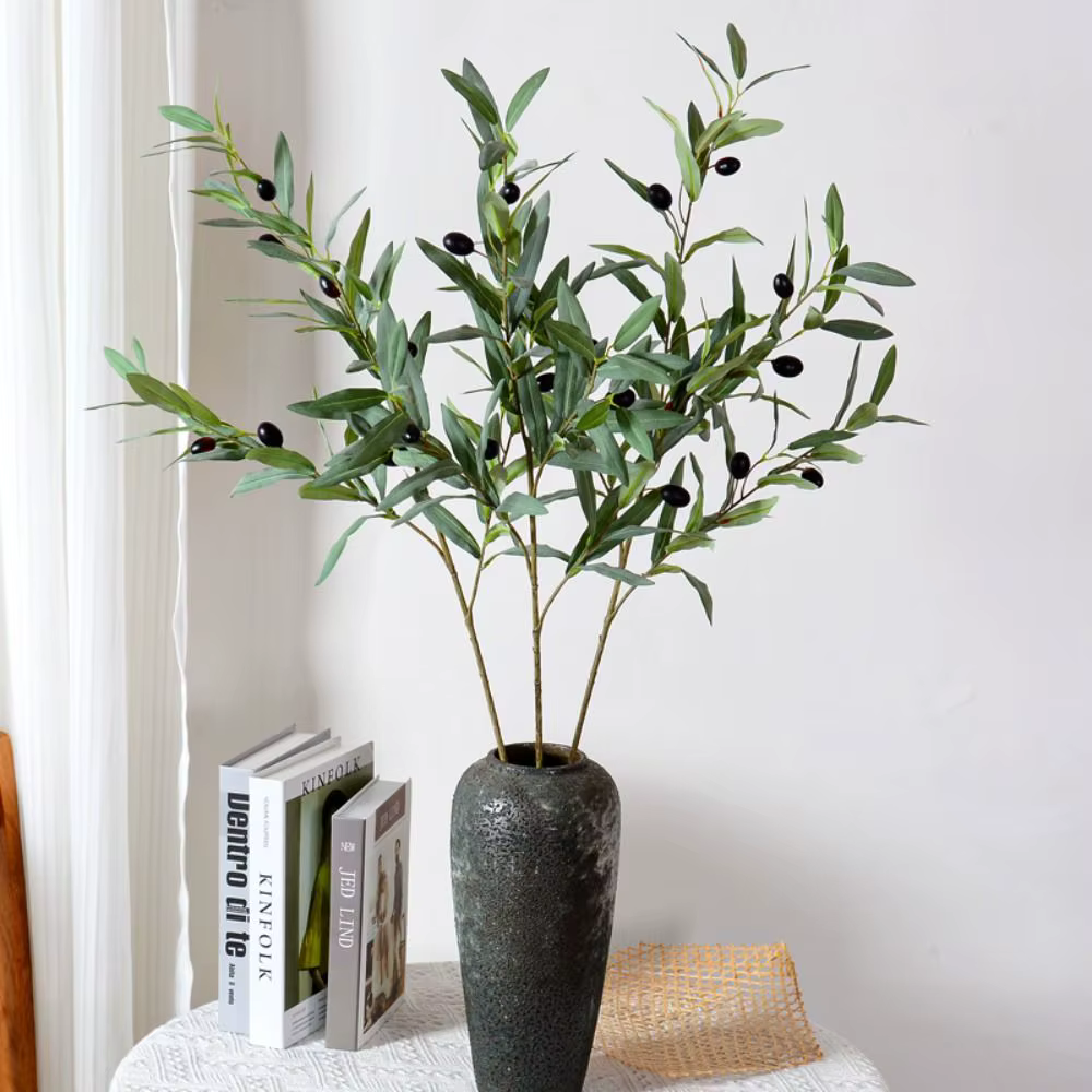 Arrangement floral, branche d'olivier artificielle à 4 branches