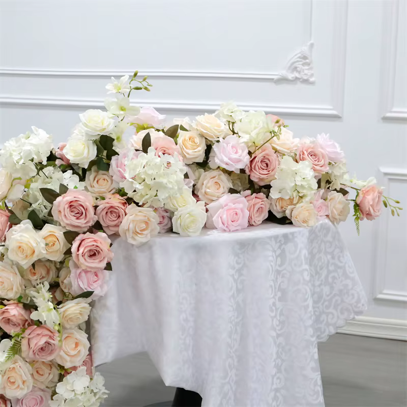 Rangée de fleurs artificielles Uflower 200cm 100cm 50cm – Décoration florale pour centre de table de mariage