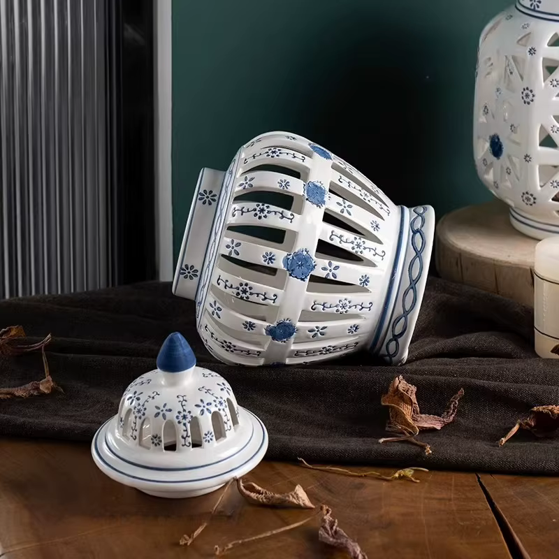 1 pièce Pot décoratif en céramique ajourée de style européen