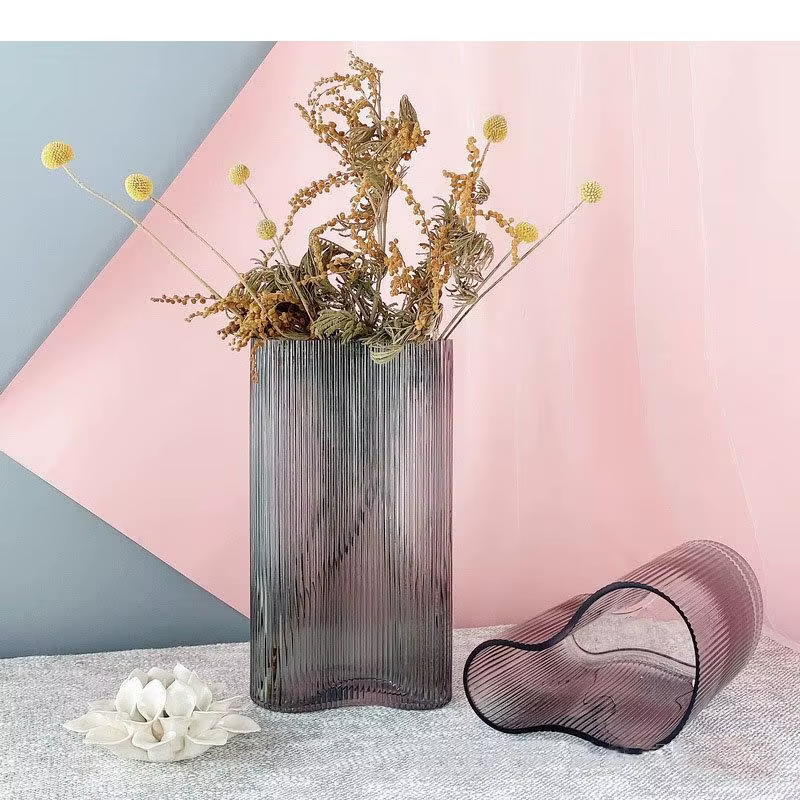 Vase en verre à Grain Vertical de grand diamètre