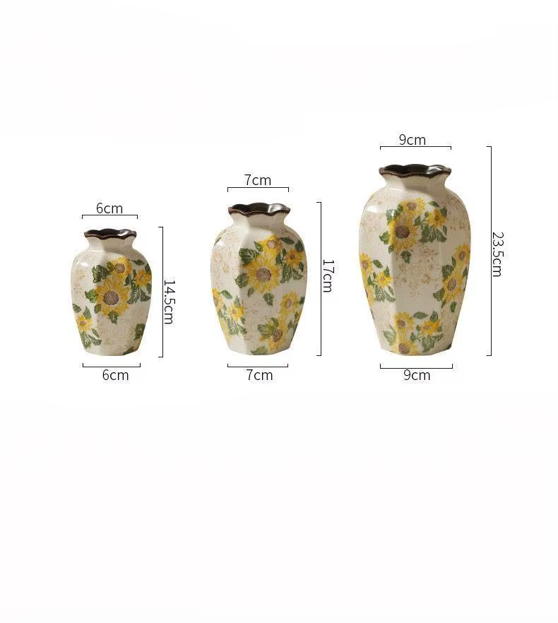 Vases en céramique vintage motif tournesol